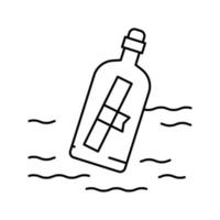 illustrazione vettoriale dell'icona della linea del messaggio della bottiglia