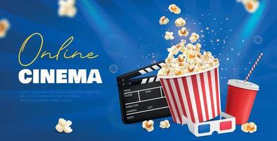 realistico Popcorn cinema manifesto vettore