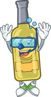 Champagne giallo bottiglia cartone animato vettore