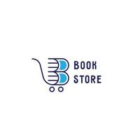 moderno minimalista libreria logo design illustrazione. semplice letteratura romanzo apprendimento ebook scuola biblioteca creativo carro carrello carrello simbolo idea vettore icona. moderno colore pulito forma