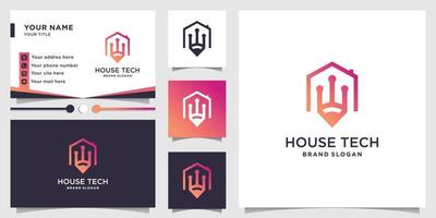 Casa logo design con creativo tecnologia concetto vettore