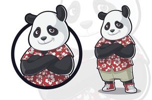 carino panda indossare hawaiano camicia vettore