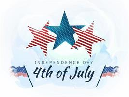 4 ° di luglio indipendenza giorno celebrazione sfondo con creativo stelle nel americano bandiera colori. vettore