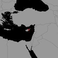 mappa pin con bandiera di cipro nord settentrionale sulla mappa del mondo. illustrazione vettoriale. vettore