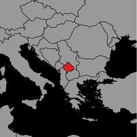 mappa pin con bandiera kosovo sulla mappa del mondo. illustrazione vettoriale. vettore