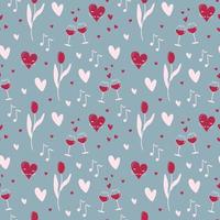 San Valentino giorno modello. infinito ornamento con amore simboli su blu sfondo. romantico Stampa. vettore illustrazione nel retrò colori.