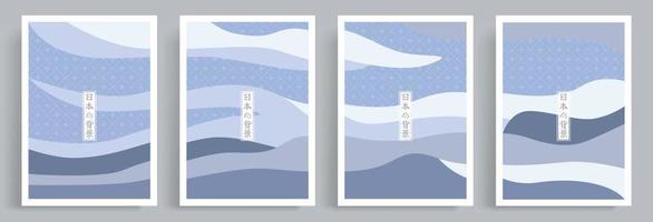 4 imposta di astratto giapponese orientale stile illustrazioni. adatto per tela Stampa, manifesto, casa arredamento, libro coperchio, sfondo. vettore