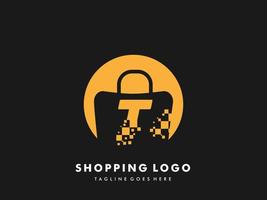 vettore shopping Borsa isolato cerchio con lettera t, veloce shopping icona , creativo veloce negozio, creativo veloce shopping logo modelli.