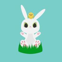 illustrazione di Pasqua coniglietto con pulcino vettore