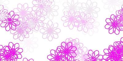 modello di doodle vettoriale rosa chiaro con fiori.