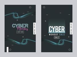 poster di vendita cyber lunedì con tracce blu vettore