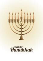 felice celebrazione di hanukkah con candelabro dorato vettore