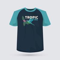 camicia tropicale stampata con uccello vettore