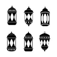 impostato di islamico lanterna silhouette collezione vettore