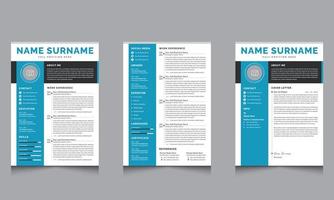 nero e bianca curriculum vitae e copertina lettera CV modelli design vettore