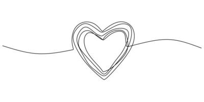 disegno di scarabocchio del cuore. una linea minimalismo segno di amore, illustrazione vettoriale disegnato a mano singola continua.