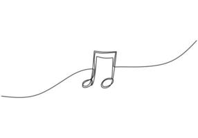 disegno continuo di una linea. illustrazione di vettore di simbolo di musica. stile minimalista isolato su sfondo bianco.