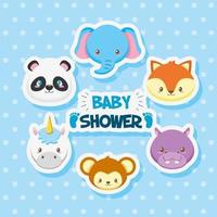 baby shower card con simpatici animali vettore