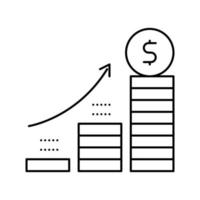 illustrazione vettoriale dell'icona della linea dell'heap della moneta di crescita