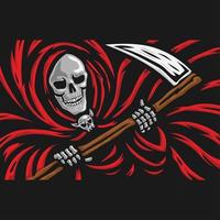 teschio di Grim Reaper con il logo della falce vettore