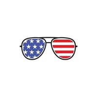 occhiali da sole con unito stati di America bandiera logo design icona vettore