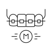 illustrazione vettoriale dell'icona della linea delle parentesi graffe dei denti in materiale metallico
