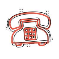 mobile Telefono icona nel comico stile. telefono parlare cartone animato vettore illustrazione su bianca isolato sfondo. hotline contatto spruzzo effetto attività commerciale concetto.