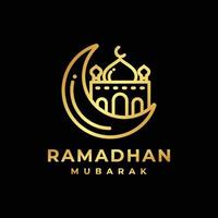 Ramadan d'oro logo design vettore illustrazione. Ramadan logo. moschea logo