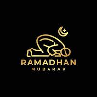 Ramadan logo. islamico pregare d'oro logo design vettore illustrazione