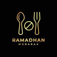 Ramadan digiuno d'oro logo design vettore illustrazione. digiuno logo vettore