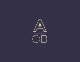 aob lettera logo design moderno minimalista vettore immagini