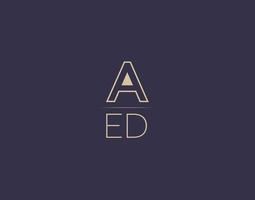 aed lettera logo design moderno minimalista vettore immagini