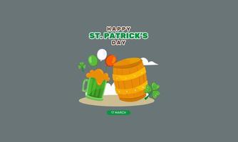 contento st patrick giorno bandiera modello vettore piatto design