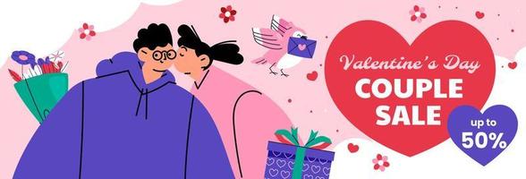 orizzontale bandiera vettore illustrazione piatto design di San Valentino giorno