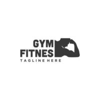 fitness Palestra bicipite. braccio muscolo silhouette logo design vettore icona illustrazione