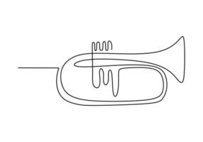 tromba un disegno a tratteggio. minimalismo disegnato a mano singola continua, illustrazione vettoriale strumento di musica classica jazz