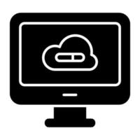 icona di download premium del computer cloud vettore
