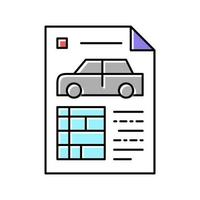 caratteristiche dell'auto elenco carta icona colore illustrazione vettoriale