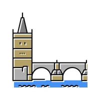 illustrazione vettoriale dell'icona del colore del ponte charles