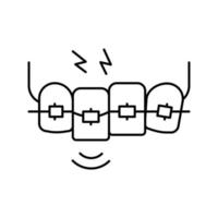 dolore dall'illustrazione vettoriale dell'icona della linea delle parentesi graffe dei denti