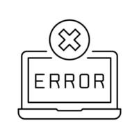 errore sull'illustrazione vettoriale dell'icona della linea di visualizzazione del laptop