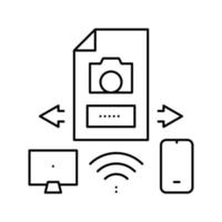 illustrazione vettoriale dell'icona della linea di scambio di foto dei dispositivi