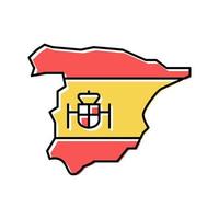 Spagna nazione carta geografica bandiera colore icona vettore illustrazione