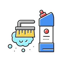 illustrazione vettoriale dell'icona del colore della spazzola e del liquido di pulizia
