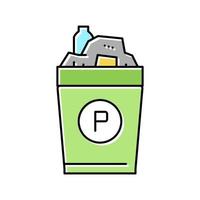 illustrazione vettoriale dell'icona del colore della plastica dei rifiuti