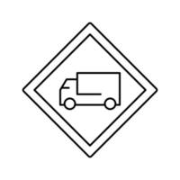camion strada cartello linea icona vettore illustrazione