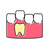 illustrazione vettoriale dell'icona del colore dei denti del bambino e dei molari