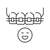 illustrazione vettoriale dell'icona della linea delle parentesi graffe dei denti del bambino