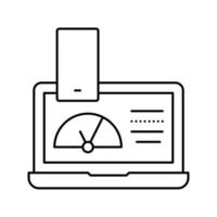 illustrazione vettoriale dell'icona della linea dei dispositivi elettronici del processo di lavoro