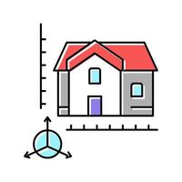 illustrazione vettoriale dell'icona del colore di modellazione della costruzione della casa